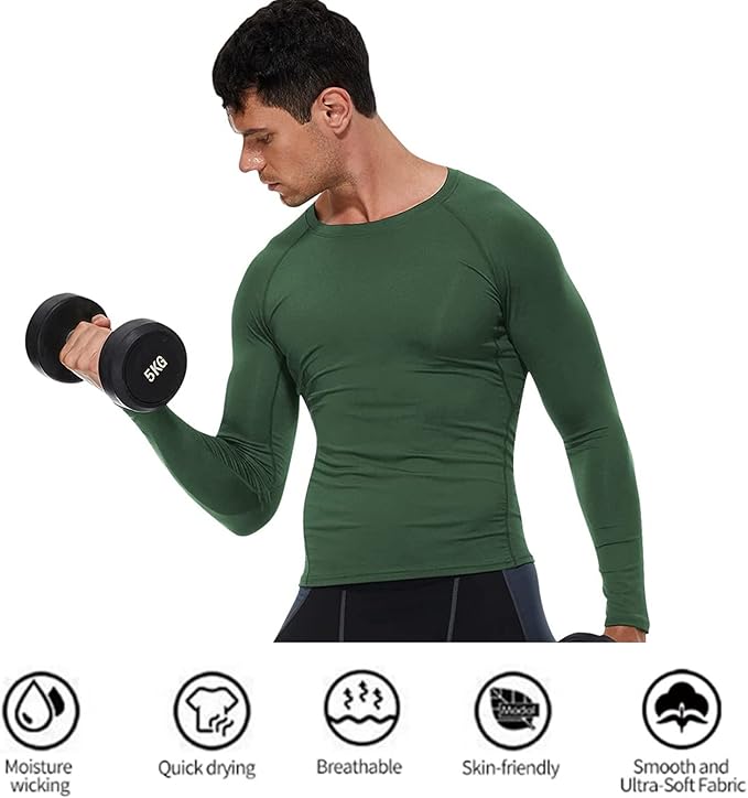 SPVISE 1 or 3 Pack Men's Compression Shirts Long Sleeve Workout Gym T-Shirt Running Top Cool Dry Sports Baselayer Undershirts