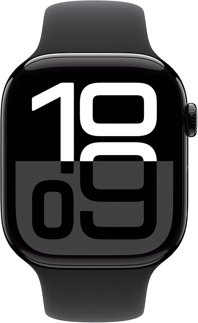 Apple Watch Series 10 [GPS + Cellular 46mm] with Jet Black Aluminium Case with Black Sport Band - M/L. Fitness Tracker, ECG App, Always-On Retina Display, Water Resistant with AppleCare+ (2 Years)