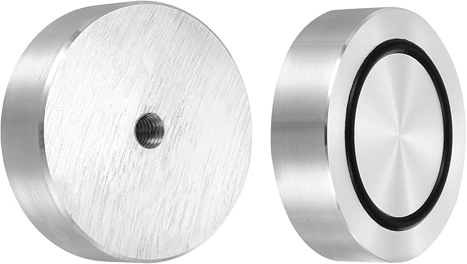 uxcell M8 Thread 55mm / 2.2" Dia 15mm Thick Aluminum Circle Disc Glass Top Adapter 4pcs Round Solid Table Feet Pad Plate Hardware with Anti-Slip Rubber Ring