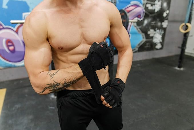 skott Evo 2 Weightlifting Gloves with Integrated Wrist Wrap Support-Double Stitching for Extra Durability-Get Ripped with The Best Body Building Fitness and Exercise Accessories