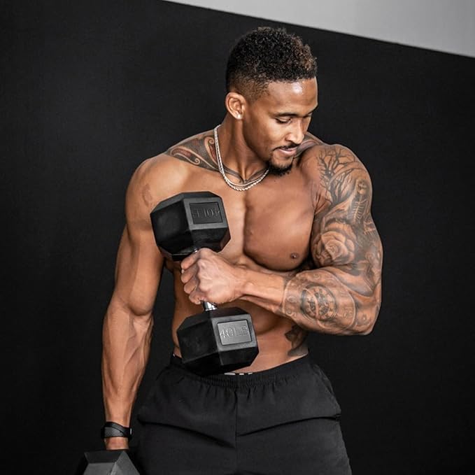 Mikolo Dumbbell Sets with Rack, Rubber Hex Dumbbells, Multiple Choices in 160/200/380/450/550LB, Hand Weights with Chrome Handle for Strength Training