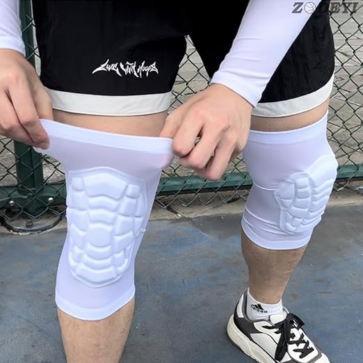 Wrestling Knee Pads Short Knee Sleeve, 2 Pcs Knee Compression Sleeve for Football, Basketball, Volleyball(White_XXL_2 Pcs)