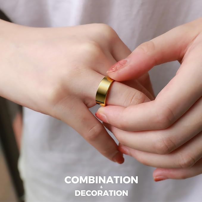 Smart Ring for Women Men Fitness Tracker with Blood Pressure,Heart Rate,Sleep Monitoring,Step Counting,for iPhone and Android,Waterproof smart blood pressure monitor,No Subscription Fees,Gold 12 size