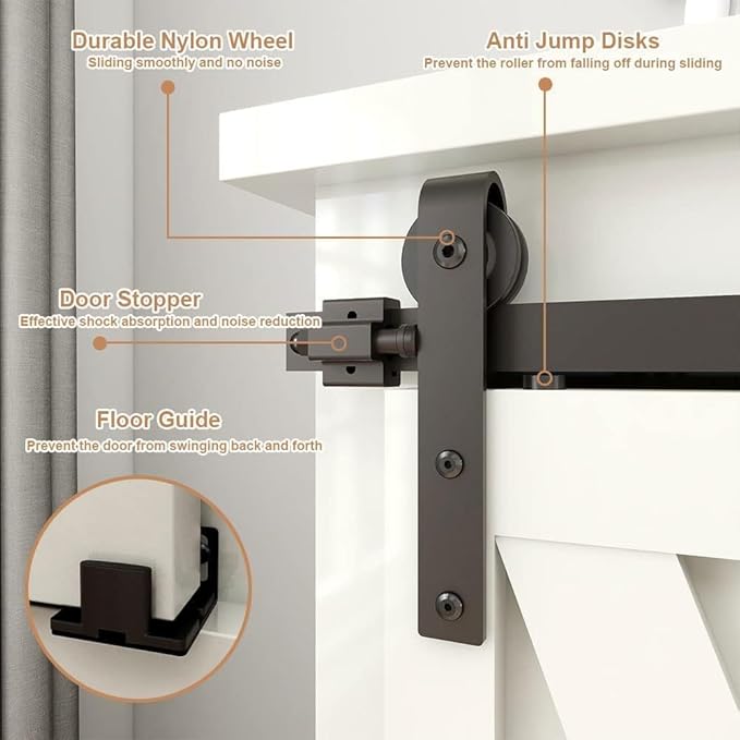 3FT Super Mini Sliding Barn Door Hardware Kit for Single Door TV Stands Small Cabinets, J-Shaped Hanger (No Cabinet)
