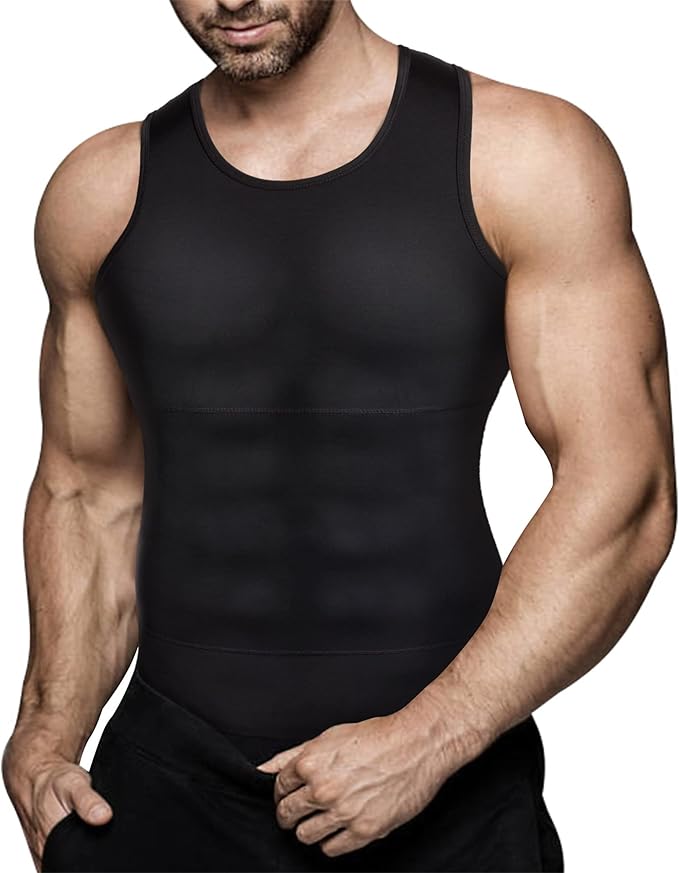 Mens Compression Shirt Slimming Body Shaper Vest Workout Tank Tops Abs Abdomen Undershirts