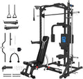 FAGUS Smith Machine Home Gym Power Cage with Pulley System, Space Saving Design Squat Rack with Full Body Strength Training Attachments, PEC Station & Fixed Cable Crossover Optional