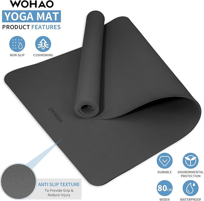 Extra Wide & Thick 8mm Yoga Mat, 72"x31.5" Large Non Slip Exercise Mat, Premium POE Material for Superior Cushioning & Stability, with Strap for Home Gym, Pilates