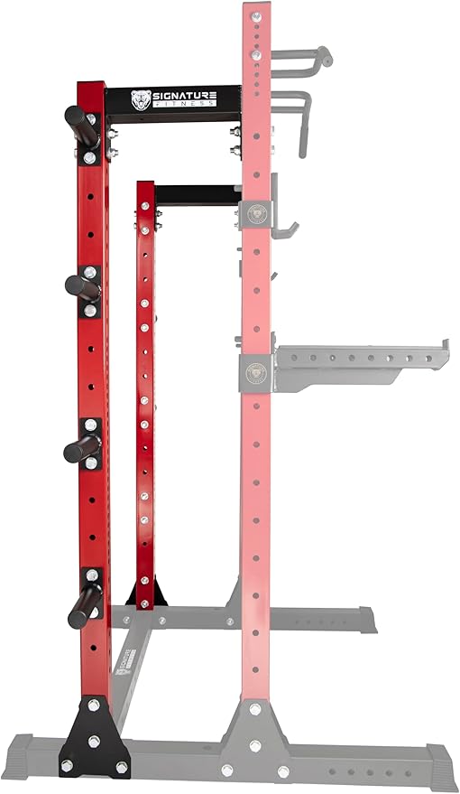 Signature Fitness Fitvids SF-SS1 1 – 000 Pound Capacity 3” x 3” Power Rack Squat Stand – Half Rack Convert Kit – Black