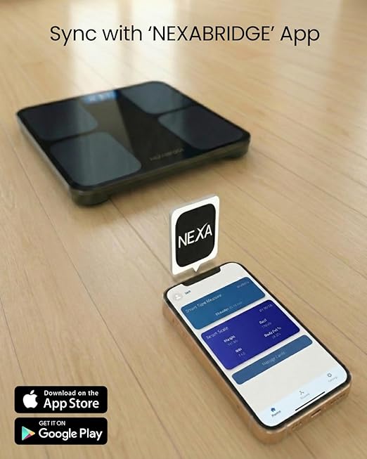 Smart Scale for Body Weight, BMI, Body Fat, Muscle Mass, 11" Large Digital Bathroom Scale, 12 Body Composition Analysis, Sync App, Bluetooth, LED Display, 400 lbs - Nexa 1