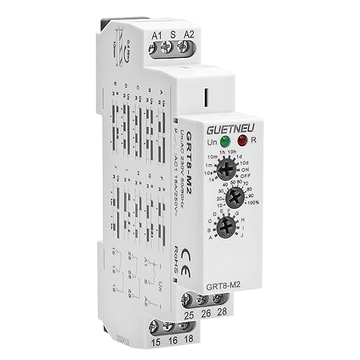 Relay 12V, Timer Relay Delay Off Trigger, Off Delay Timer with 10 Function Choices, Wide Voltage Multifunctional Relays for Electric Appliances, XS-SJ-M2-AC 230V, 35mm DIN Rail Mounting