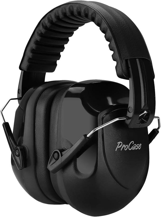 ProCase Noise Reduction Ear Muffs, Sound Proof Ear Protection, NRR 28dB Noise Cancelling Headphones for Adults Kids Autism, Hearing Protection for Mowing -Black