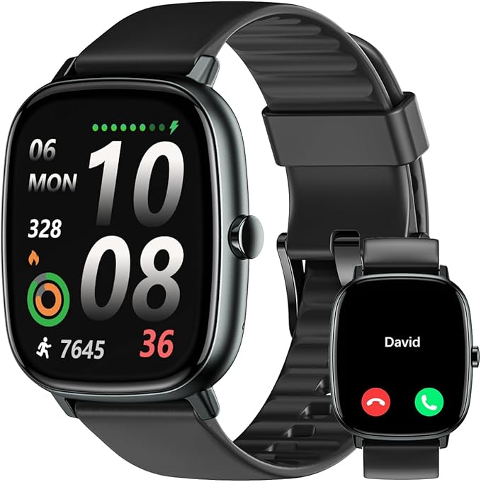 Smart Watches for Men Women with GPS Built-in, Answer/Make Calls, 1.95" Smartwatch for iPhone/Android Phones, Fitness Watch with Heart Rate/Sleep Monitor 100+ Sports Modes IP68 Waterproof (Black)