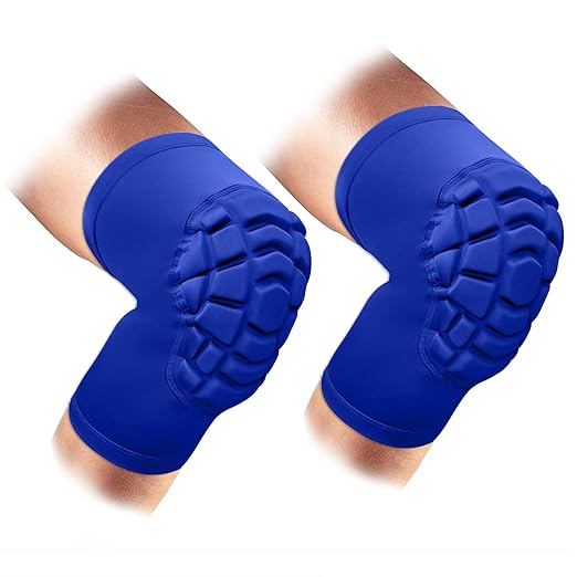 Wrestling Knee Pads Short Knee Sleeve, 2 Pcs Knee Compression Sleeve for Football, Basketball, Volleyball(Blue_L_2 Pcs)