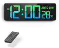 REACHER 16.5" Large Digital Wall Timer Clock with Countdown Timer, Auto Dimmer, Temperature, Remote Control, LED Wall Clock for Teacher, Classroom, Office, Home Decor, Kitchen, Gym, Living Room