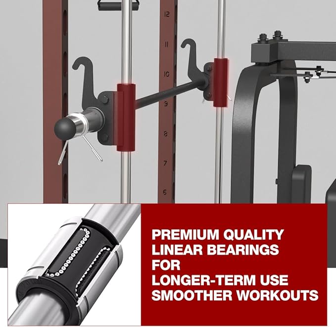 FAGUS Smith Machine Home Gym Power Cage with Pulley System, Space Saving Design Squat Rack with Full Body Strength Training Attachments, PEC Station & Fixed Cable Crossover Optional