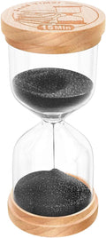 15 Minute Sand Timer Hourglass, Beech Wood Hourglass Sand Clock, Small Black Wooden 15 Min Hour Glass, Sandglass, Reloj De Arena, Classroom, Game, Kitchen, Home, Office, Decorative