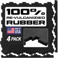 Interlocking Rubber Floor Tiles 4-Pack 1/2" Thick – Heavy Duty 100% Rubber Flooring for Home Gym, Garage, Workout Room, Equipment Mats, Indoor/Outdoor, 22.5” x 22.5”