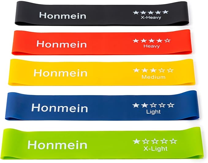 Honmein Resistance Bands for Working Out, Exercise Bands with 5 Resistance Levels Fit for Home Fitness, Strength Training, Natural Latex Resistance Band Include Instruction Guide and Carry Bag