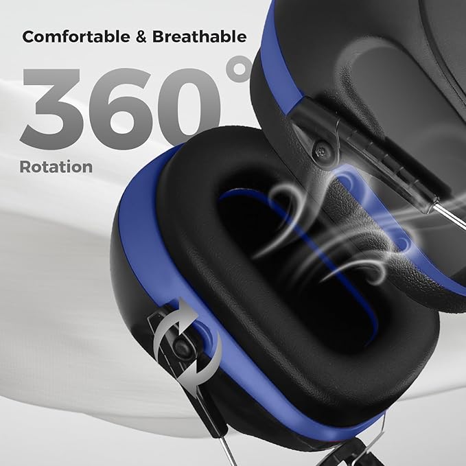 ProCase Noise Reduction Ear Muffs, Sound Proof Ear Protection, NRR 28dB Noise Cancelling Headphones for Adults Kids Autism, Hearing Protection for Mowing -Blue