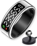 Smart Ring with LED Display，Fitness Tracker Ring, IP68 Waterproof Health Tracker Ring, Blood Oxygen & Heart Rate Monitor, Long Lasting Battery Sleep Ring for Women & Men