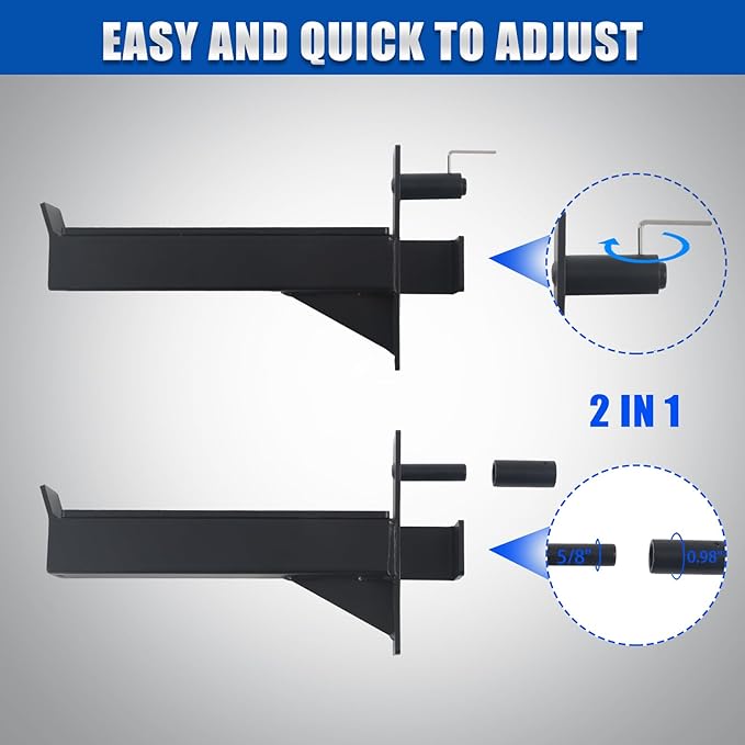 2inch Rack Barbell Safety Catches Squat Rack Safety Arm Spotter Attachment Fit for 2x2 Power Rack Cage with 1" or 5/8" Hole