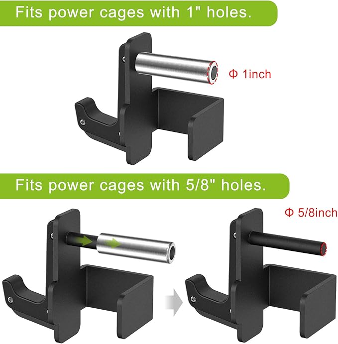 SELEWARE Solid Steel J Hooks for 2" x 2" or 3" x 3" Tube Power Cage with 1" 1/2" or 5/8" Hole Squat Rack Attachment, J-Hook Barbell Holder for Power Rack, Set of 2