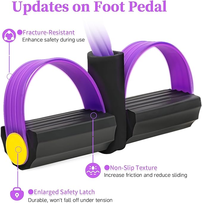 Pedal Resistance Bands with Handles, Upgrade 6-Tubes Manual Tension Training Pedal, Natural Rubber Foot Pedal Resistance Bands, Multifunction Fitness Bands for Abdomen, Waist, Arm, Leg