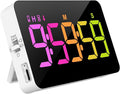 PERSUPER Kitchen Digital Timer, Count Down Up, Rechargeable, Vibration Mode Adjustable Volume and Brightness LED Display, Time Management Cook, Desk, Kids Adults Study Teaching, Kitchen Gadgets RGB