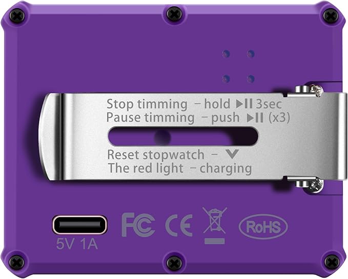 8100 Professional Interval Timer and Stopwatch, Backlight, USB-C Charged, Clock (Purple)
