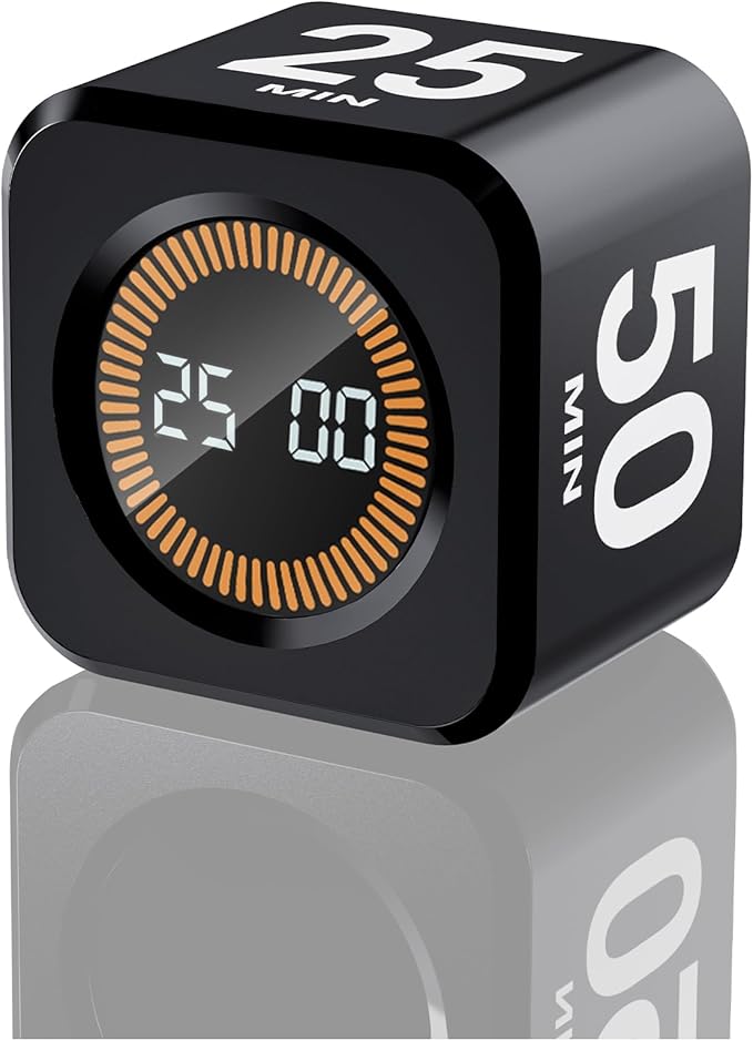 EooCoo Pomodoro Timer Cube, Cool Stuff Gadgets, Visual Timer with Gravity, Countdown 5/10/25/50 Min, Rechargeable Productivity Tool for Office, Classroom, Kitchen, Gym, Yoga, College School Supplies
