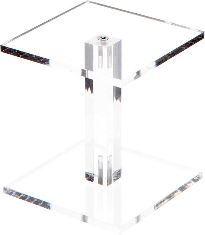 Plymor Clear Acrylic Square Barbell Pedestal Display Riser, 4.5" H x 4" W x 4" D (1/4" thick) (6 Pack)