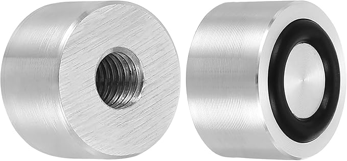uxcell M8 Thread 20mm / 0.8" Dia 20mm Thick Aluminum Circle Disc Glass Top Adapter 4pcs Round Solid Table Feet Pad Plate Hardware with Anti-Slip Rubber Ring