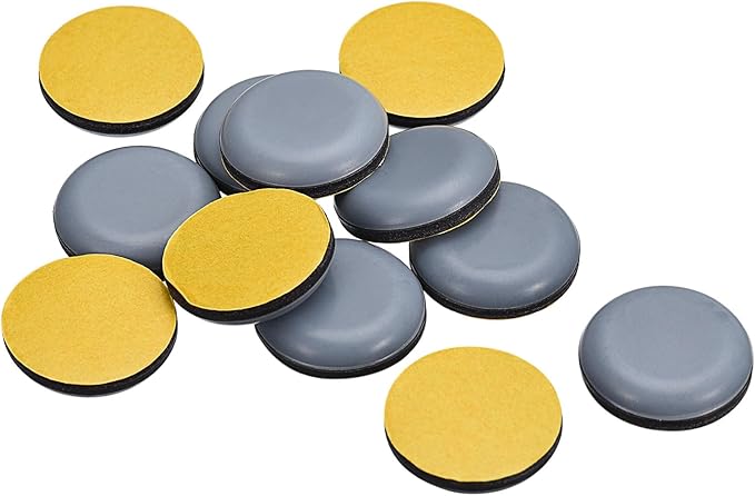 uxcell Furniture Sliders, 12Pcs 1" - PTFE Round Appliance Slider, Self-Adhesive Chair Glides, Chair Leg Floor Protectors for Carpet Hardwood Floors