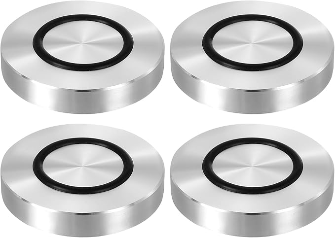 uxcell M8 Thread 50mm / 2" Dia 10mm Thick Aluminum Circle Disc Glass Top Adapter 4pcs Round Solid Table Feet Pad Plate Hardware with Anti-Slip Rubber Ring