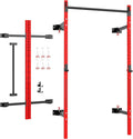 Soozier Folding Squat Rack with Adjustable Pull-Up Bar, 1000 Pounds Capacity Wall Mounted Power Rack, Adjustable Barbell Rack with J Hooks for Home Gym Full Body Workout