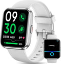 Smart Watches for Men Women with Alexa/AI Voice & Call, Mens Smart Watch with Heart Rate,SpO2,Sleep, Pressure Monitor & Reminders, 1.85’’ HD 100+ Sports Fitness Watch for Activities Track-White