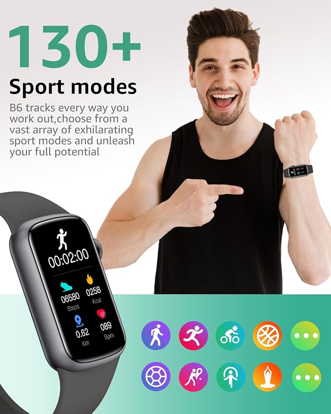 Fitness Tracker with Step Counter/Calories/Stopwatch, Activity Health Tracker with Blood Pressure Heart Rate Monitor, Sleep Tracker, 137+ Sport Modes, Pedometer SmartWatch, Gift for Women Men Black