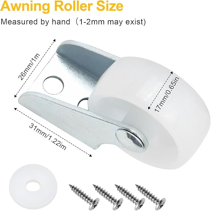 RV Door Awning Roller Wheel Replacement for JR Products 05004 Track, Universal Camper Screen Door Shade Parts, Travel Trailer Awning Replacement,Camper Canopy Roller Protector, Disc