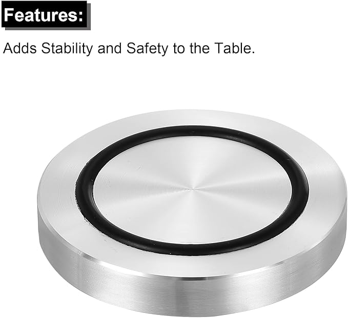 uxcell M8 Thread 55mm / 2.2" Dia 8mm Thick Aluminum Circle Disc Glass Top Adapter 4pcs Round Solid Table Feet Pad Plate Hardware with Anti-Slip Rubber Ring