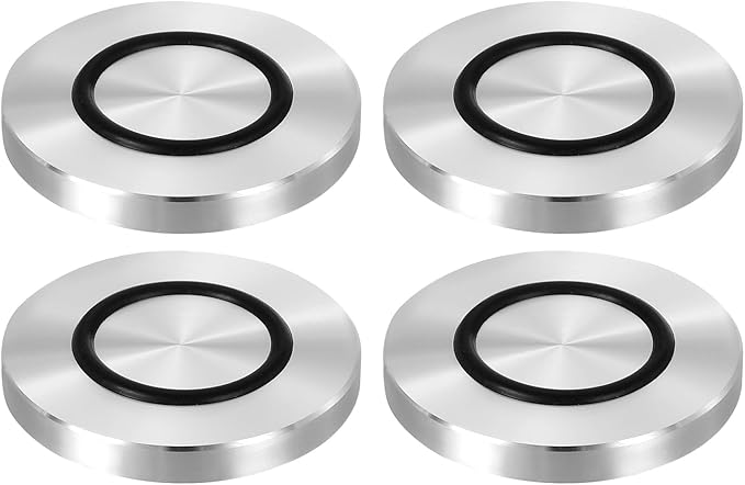 uxcell M8 Thread 50mm / 2" Dia 6mm Thick Aluminum Circle Disc Glass Top Adapter 4pcs Round Solid Table Feet Pad Plate Hardware with Anti-Slip Rubber Ring