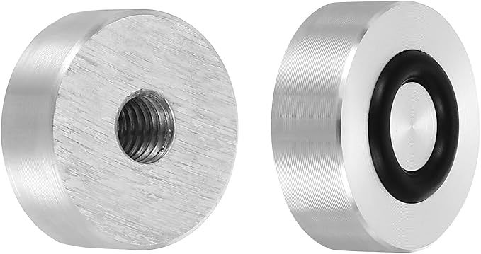 uxcell M8 Thread 25mm / 1" Dia 12mm Thick Aluminum Circle Disc Glass Top Adapter 4pcs Round Solid Table Feet Pad Plate Hardware with Anti-Slip Rubber Ring