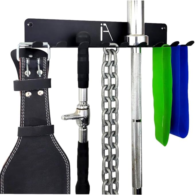 IRON AMERICAN USA Omega Gym Storage Rack 9 OR 11 Hook Heavy-Duty Gym Wall Organizer Gym Caddy Hanger, Gym Accessory Storage - Resistance Bands, Jump Ropes (OMEGA GYM RACK (4-PACK)), BLACK