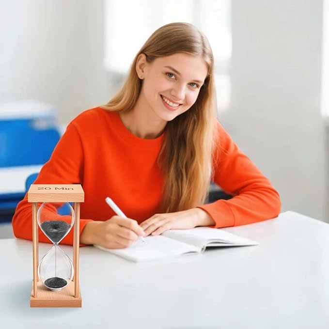 15 Minute Sand Timer, 15 Min Wood Small Hourglass Timer, Black Sand Clock, Wooden Hour Glass for Classroom, Sandglass, Reloj De Arena Decorativo, Home, Office, Game, Gift