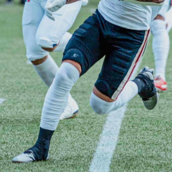 KUTFTBL Pre-Scrunched Football Leg Sleeves with Built-In Hidden Elastic Bands Performance Fabric Above or Below the Knee