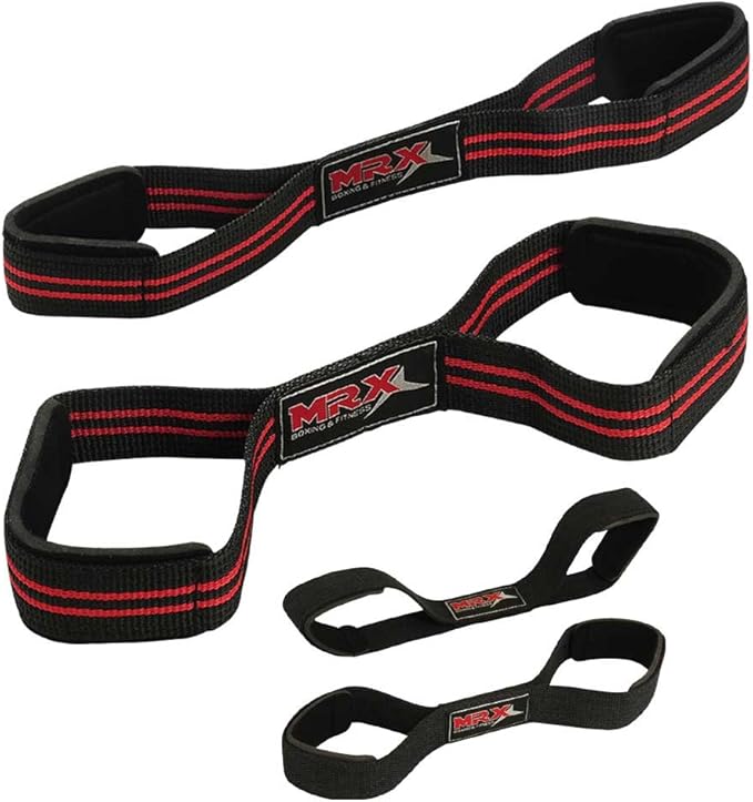 MRX Power Weight Lifting Gym Wrist Strap Figure 8 Wraps Hand Bar Bodybuilding Training Straps Workout