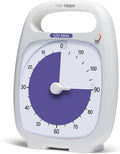 TIME TIMER PLUS 120 Minute Desk Visual Timer Countdown Timer with Portable Handle for Classroom, Office, Homeschooling, Study Tool, with Silent Operation (White)
