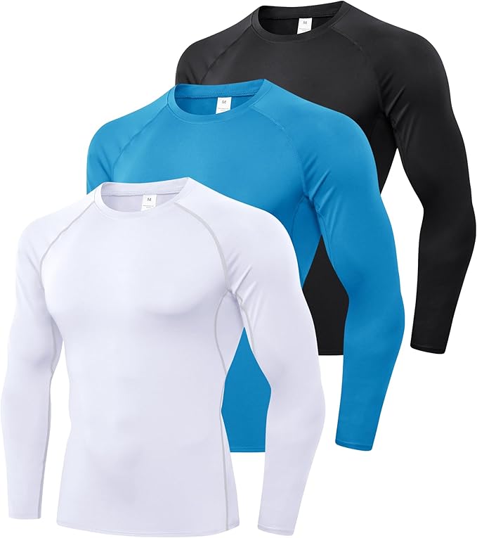 SPVISE 1 or 3 Pack Men's Compression Shirts Long Sleeve Workout Gym T-Shirt Running Top Cool Dry Sports Baselayer Undershirts