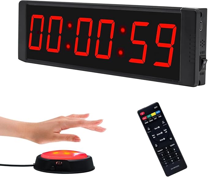 Gym Timer Portable Gym Clock with Start/Stop Button,Interval Timers Stopwatch Countdown Timer Remote Control, 12/24H Digital Wall Clock for Home Gym