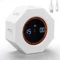 Small Rechargeable Pomodoro Timer, Gravity Sensor Auto-Rotating 7 Preset Times (1/3/5/15/30/60/90 min) & Count Up Mode, Digital Kitchen Timers for Cooking, Work and Study (Pearl White)