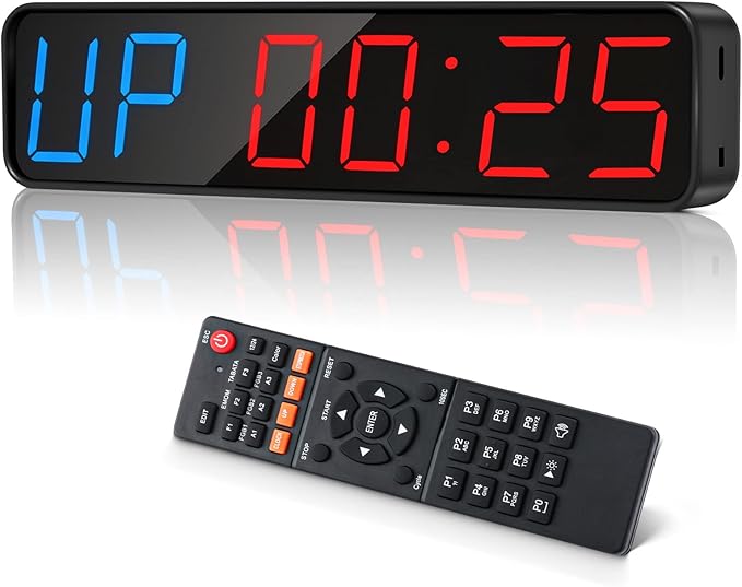 Gym Timer, Portable, Interval Timer with Rechargeable Battery and Built-in Magnet, LED Digital Anti Vertigo Display, Upgraded Workout Clock for Home Gym Garage Fitness